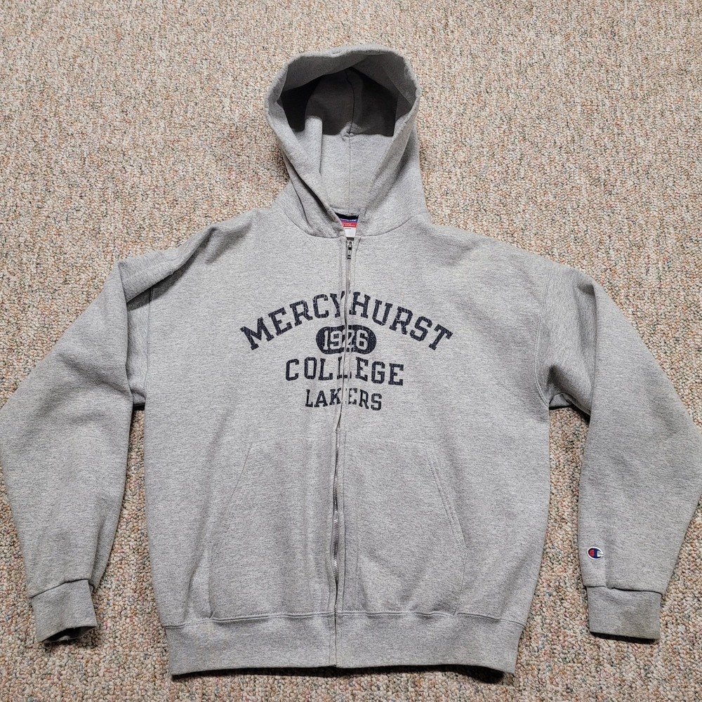 Mercyhurst University Lakers Sweatshirt Men Large Grey Full Zip College Champion